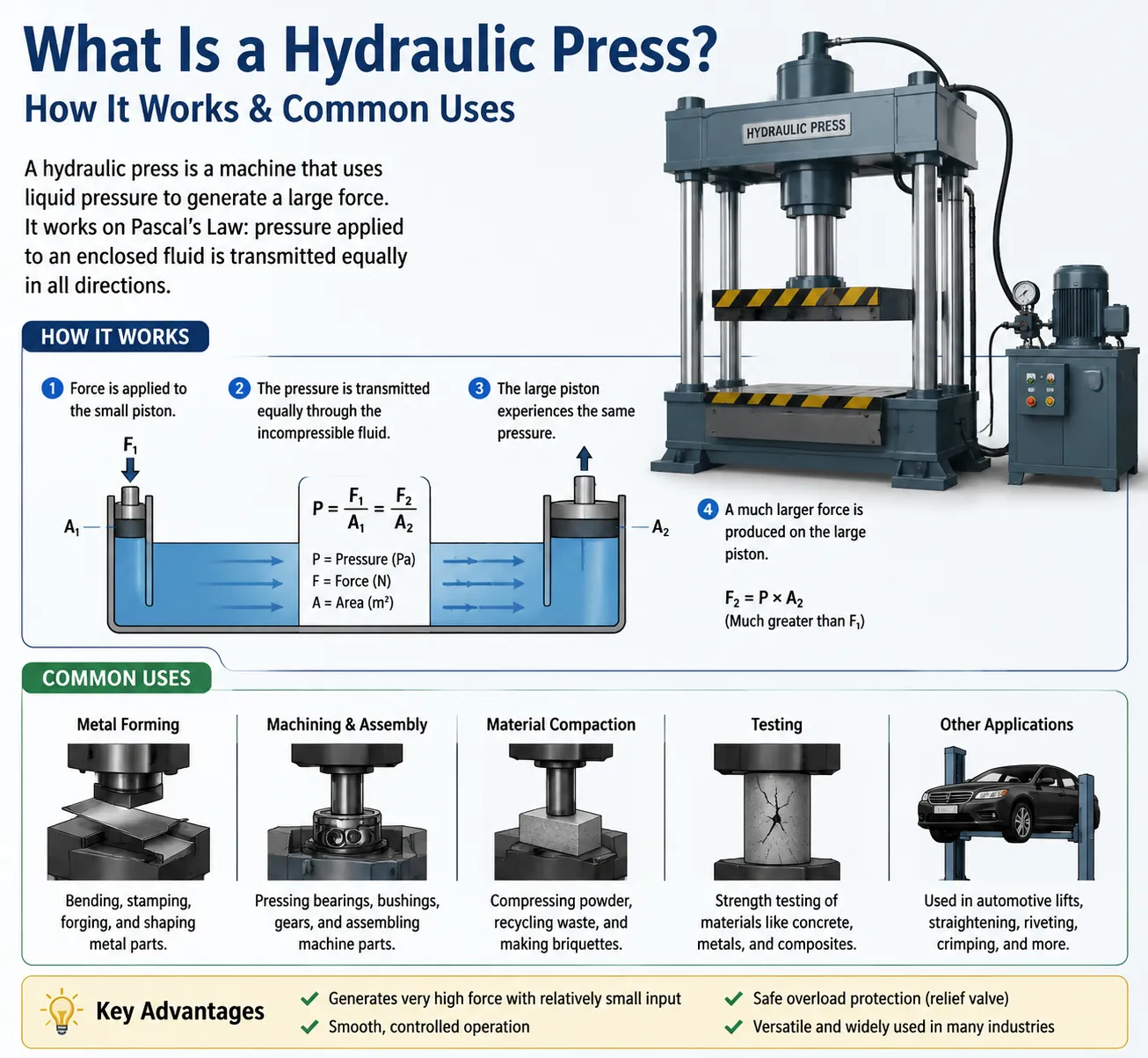 What Is a Hydraulic Press How It Works & Common Uses